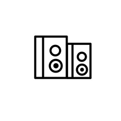 Speaker with vector line art. Minimalist, clean and simple outline. Mobile apps and web interface icon. Device minimalist icon