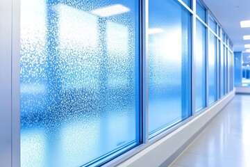 Obraz premium Frosted Glass Window Haze Effect - Modern, sleek frosted glass window, soft hazy light, diffused texture, privacy, serenity.