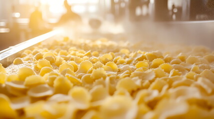 Creste di gallo pasta manufacturing process in food factory