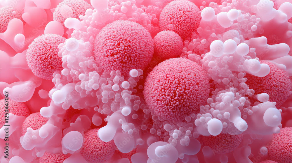 Poster examining tumor structures under an electron microscope a detailed texture illustration in a scienti