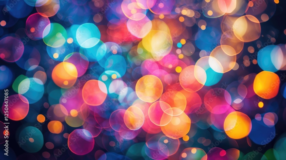 Poster colorful abstract bokeh background with vibrant circular shapes creating a dreamy and festive atmosp