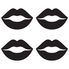 Women lips icons set. Mouth and lips logo design. Sexy female lips symbols.