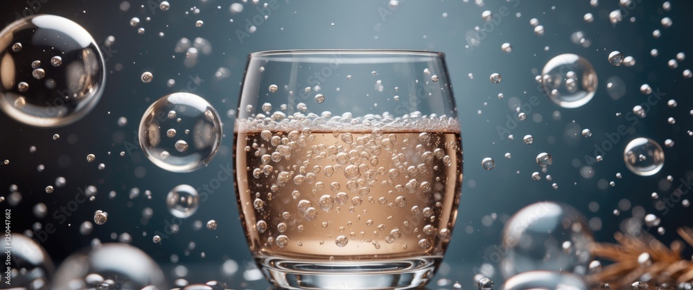 Poster bubbles in a glass with sparkling water creating a stunning backdrop for beverage presentations and 