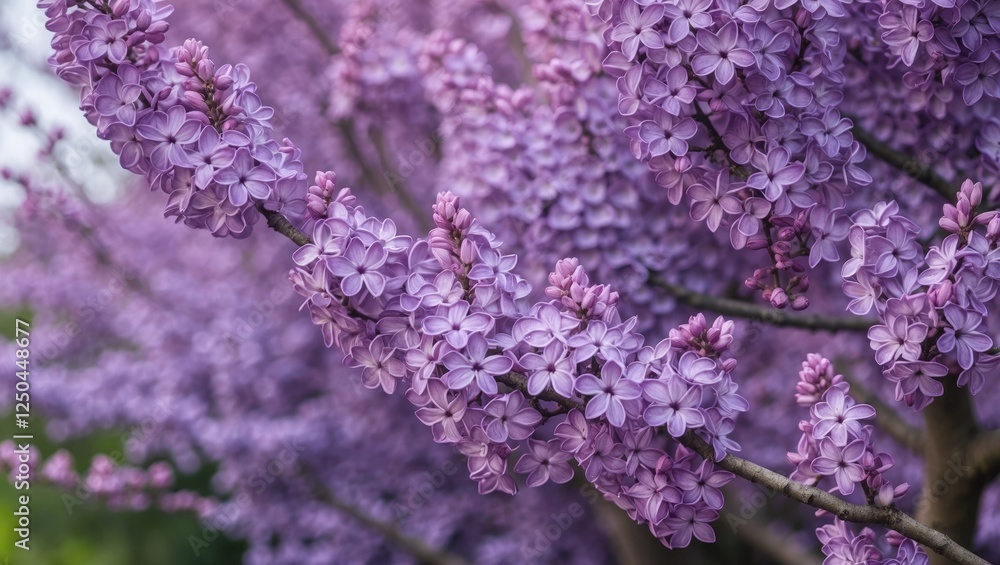 Aufkleber lilac blossoms in full bloom with soft focused background and space for text overlay in nature inspi