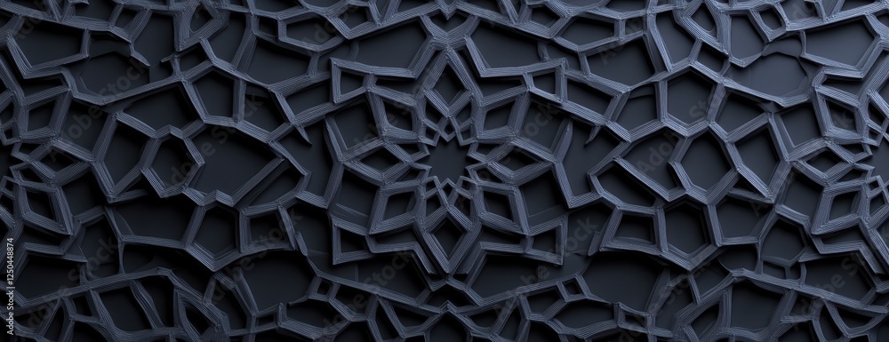 Aufkleber intricate dark gray geometric 3d pattern.