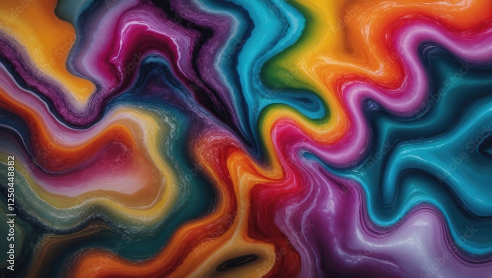 Poster colorful abstract fluid art pattern with vibrant swirls and textures creating a captivating visual e