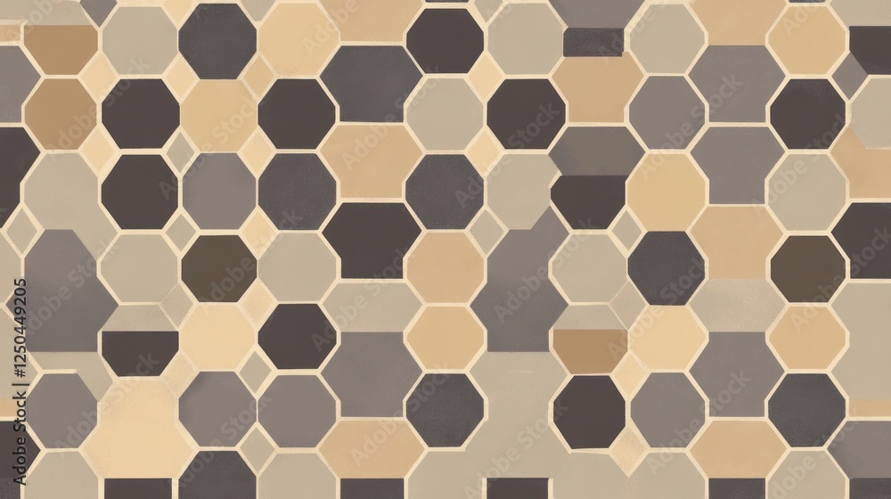 Poster abstract seamless pattern of octagons and squares in earthy tones