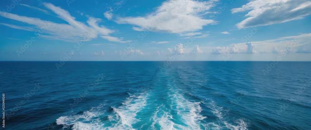 Poster serene ocean view with clear blue waters and sky perfect for text overlay and background use