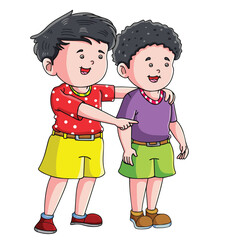 Cute cartoon hand drawn vector best friends illustration. 