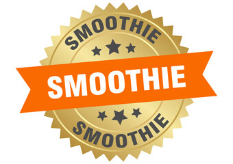 smoothie. smoothie round orange and gold label isolated on transparent background