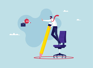 Artificial intelligence vs human concept, protect job form stealing by robot or artificial intelligence, businessman Drawing Circle Around Office Chair