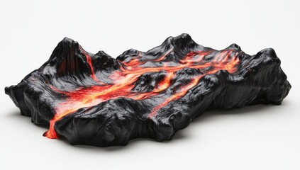 Molten lava flowing on dark volcanic rock.