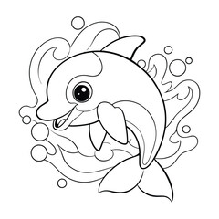Dolphin coloring pages vector illustration