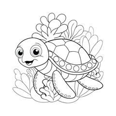 Turtle coloring page vector  vector  illustration