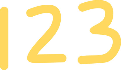 Colorful Handwritten Numbers 1, 2, 3