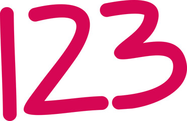 Colorful Handwritten Numbers 1, 2, 3