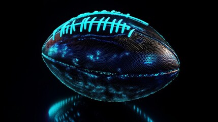 Glowing American Football - Futuristic glowing American football on a black background. Perfect for sports, technology, or gaming themes.