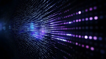 A high-tech abstract grid with dynamic waves of glowing data particles flowing 