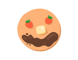 Happy pancake face, transparent background, breakfast