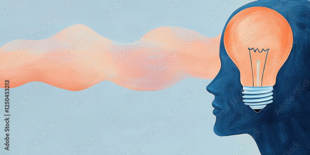 Poster inspiring ideas flow from creative minds artistic space digital artwork calm environment profile vie