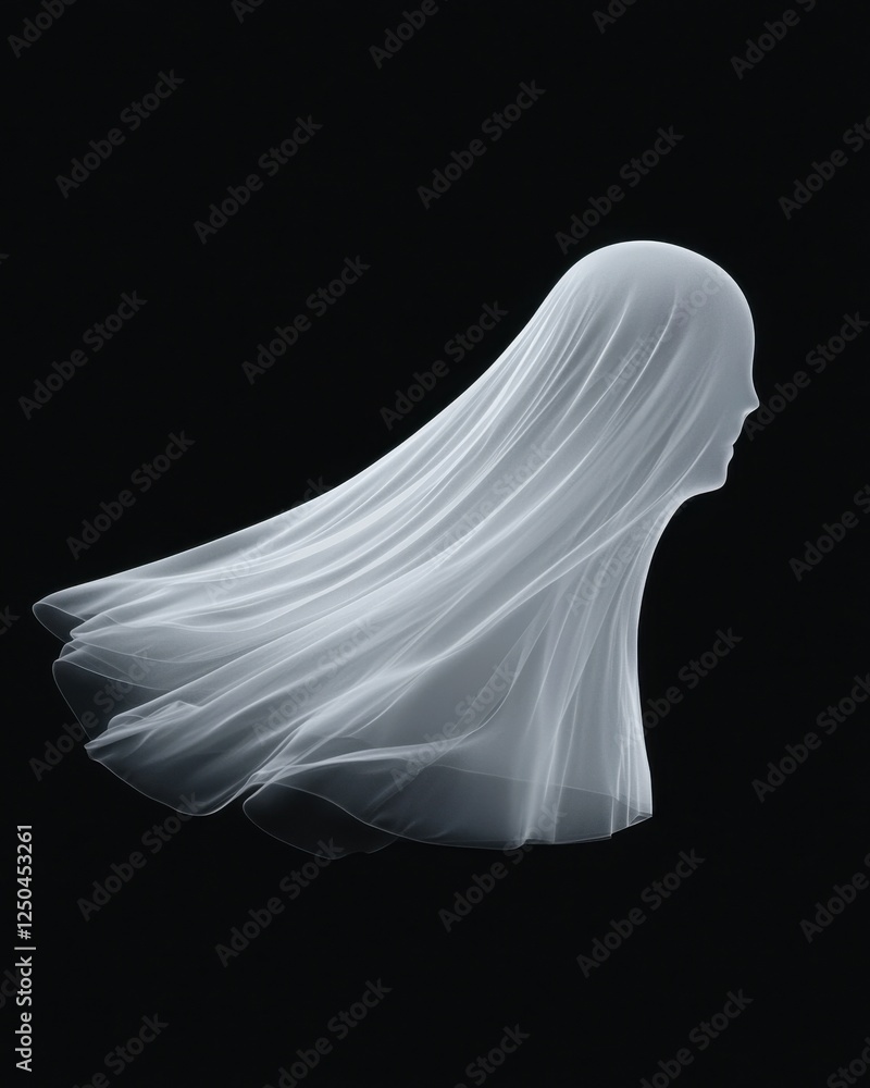 Aufkleber ethereal movement of a transparent figure dark background digital art surreal environment side view 