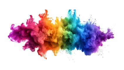 colorful ink splashes isolated on white background PNG.AI GENERATED