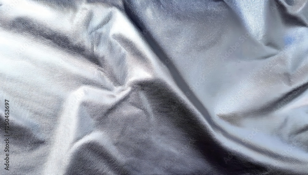 Poster shimmering metallic fabric texture with soft folds for abstract background, futuristic designs, and 