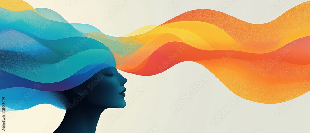 Poster creative expression of emotions through colorful waves digital art abstract calm environment side vi