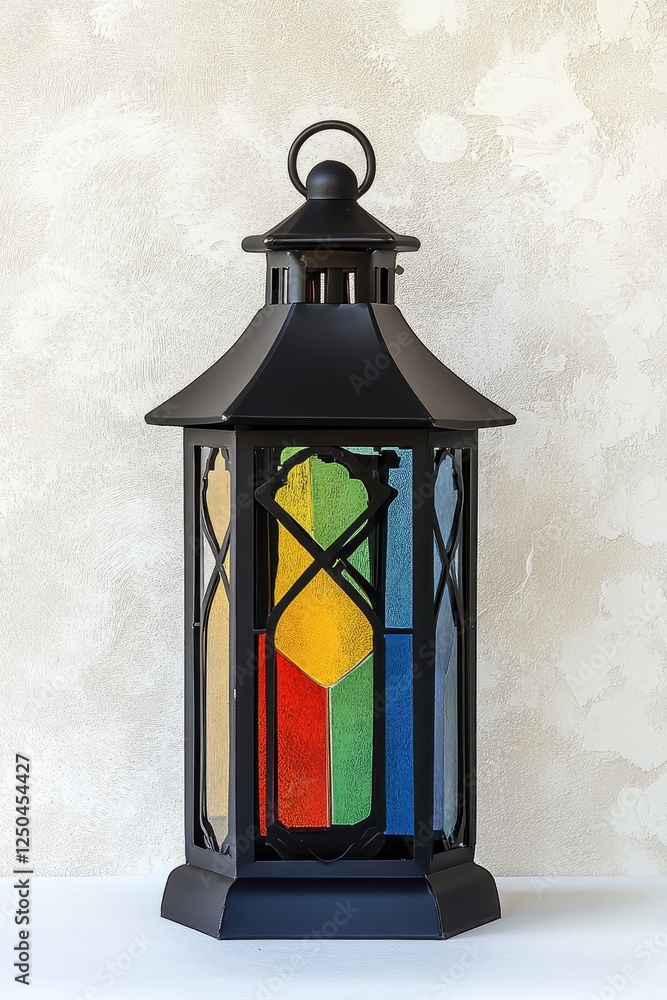 Aufkleber black lantern with colorful blocks inside.