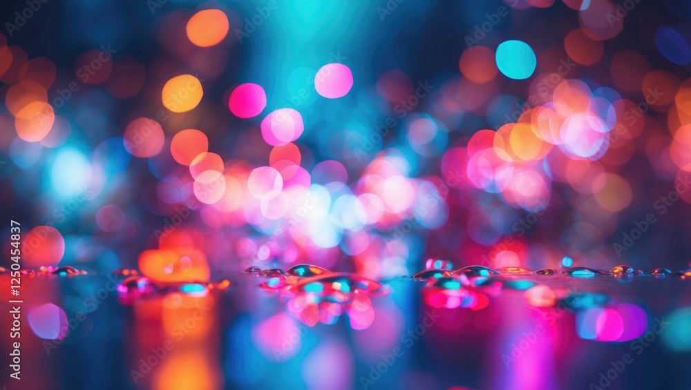 Aufkleber colorful abstract bokeh background with blurred lights and water droplets creating a vibrant artisti
