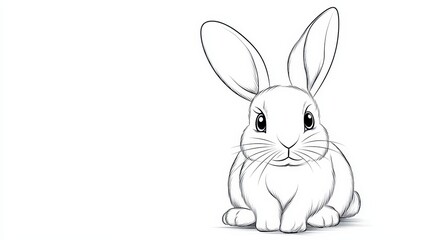 Obraz premium A sketch of an adorable rabbit with large ears and expressive eyes sits calmly. The minimalist design emphasizes the rabbit's playful and innocent nature, inviting creativity