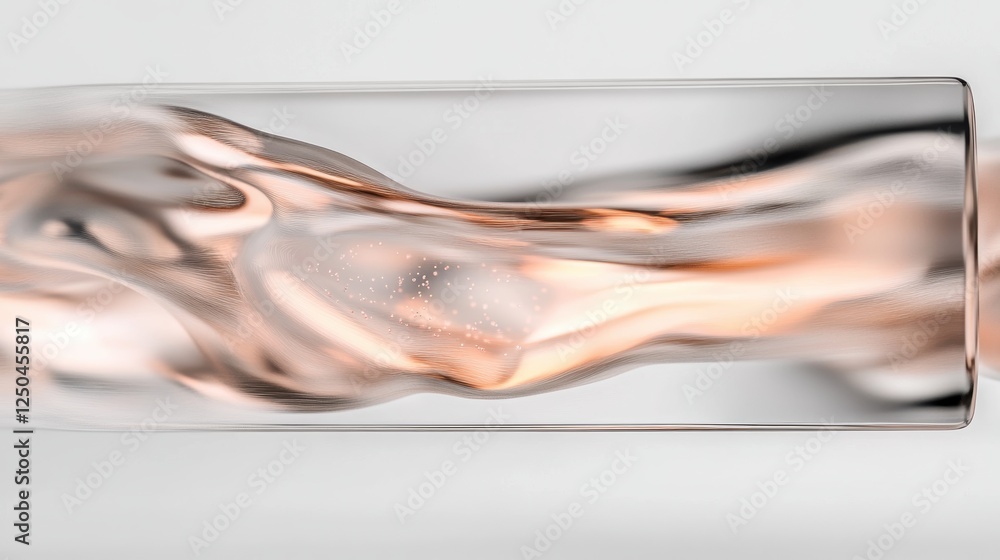 Poster abstract image of a fluid-like glass object with a warm hue.