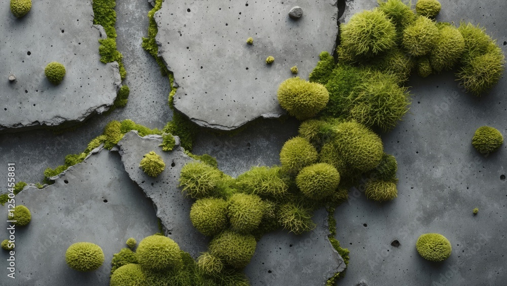 Aufkleber moss and concrete abstract texture background showcasing a harmonious blend of natural and industria