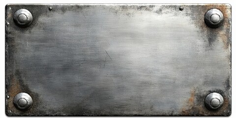 Blank Metal Plate with Four Rivets on the Edges, Ideal for Customization or Industrial Use, Suitable for Various Applications and Projects