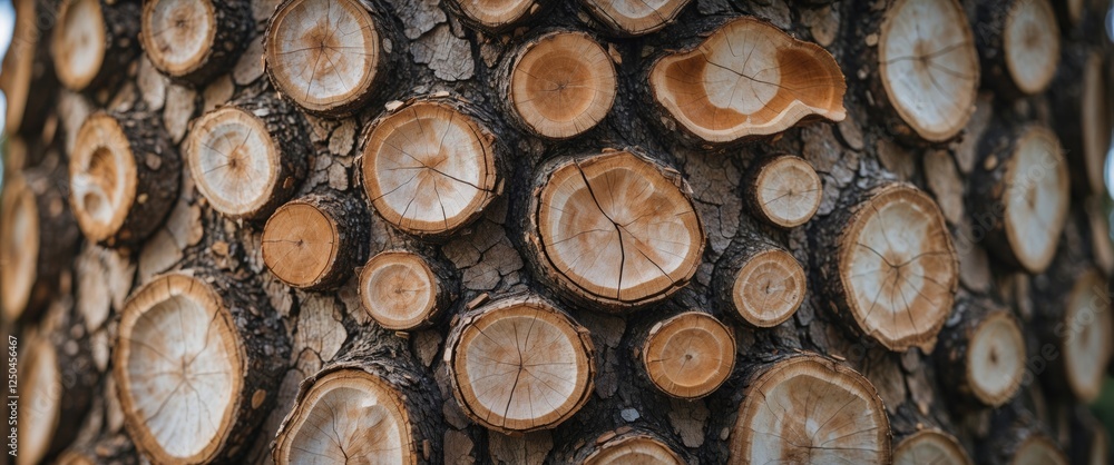 Aufkleber close-up of tree bark showcasing circular wood patterns and textures creating a natural and organic 