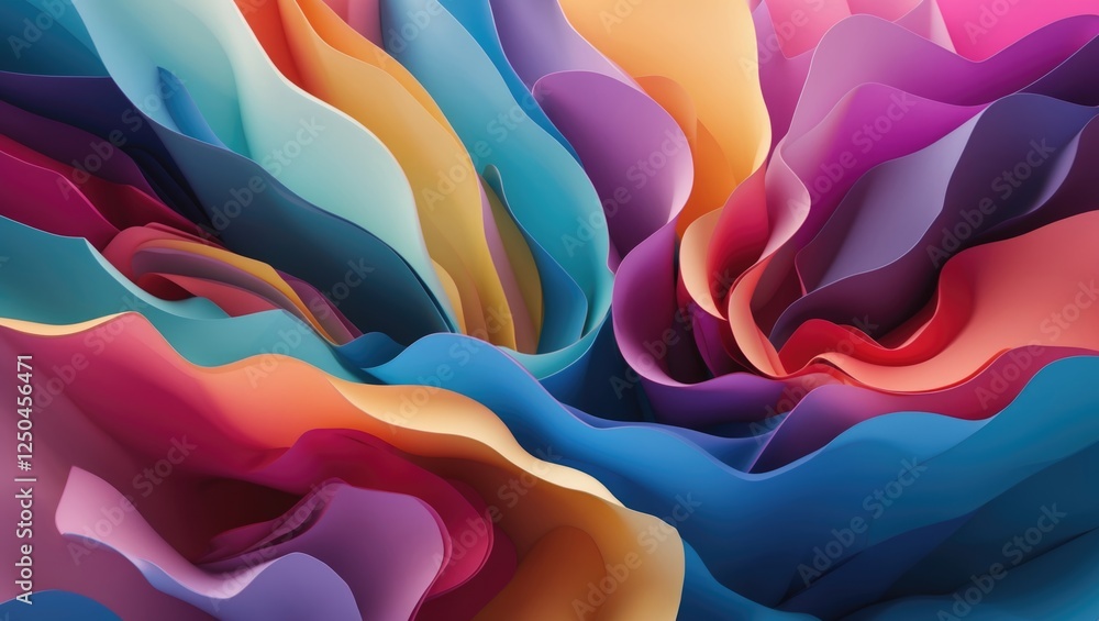 Poster vibrant multicolored abstract background with flowing shapes and layered textures for creative desig