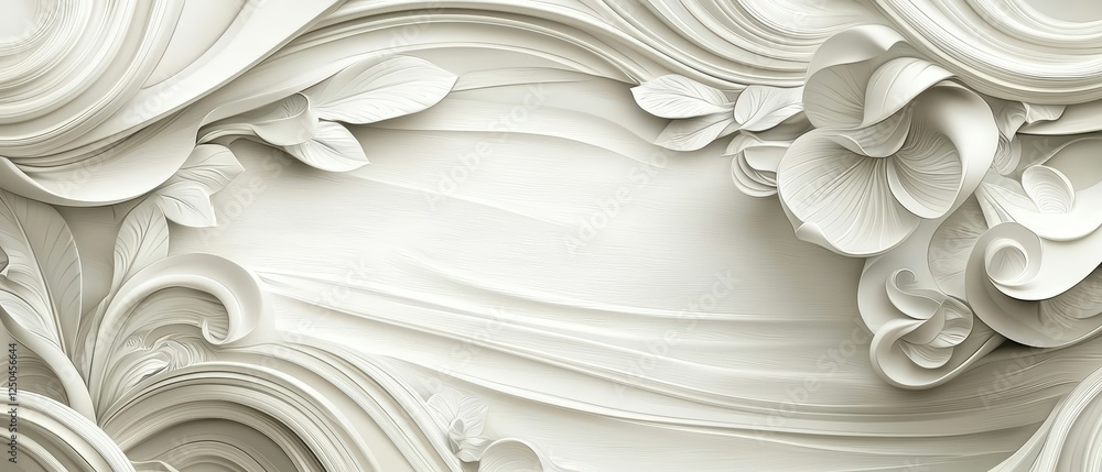 Aufkleber intricate framed artwork with cream background and floral patterns featuring elegant curves and text