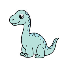 Cute Blue Cartoon Brontosaurus Dinosaur – Adorable Kawaii Dino Clipart