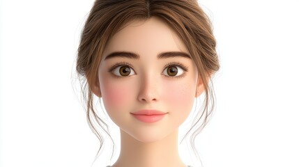 Fototapeta premium Close Up Portrait Of A Young Woman With Brown Hair And Freckles
