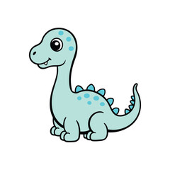 Cute Blue Cartoon Brontosaurus Dinosaur – Adorable Kawaii Dino Clipart