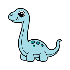 Cute blue dinosaur cartoon character, friendly brontosaurus vector illustration, adorable long neck diplodocus mascot for kids, prehistoric baby animal graphic in eps format for nursery decor. © MH MAHFUZ  design