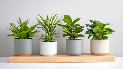 Obraz premium Indoor plant arrangement display home decor photography minimalist setting close-up view natural aesthetics