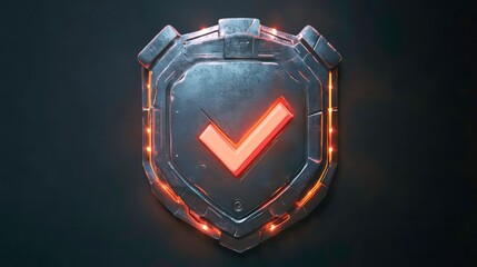 Cyber Security Shield with Checkmark, Digital, Protection, Data, Security