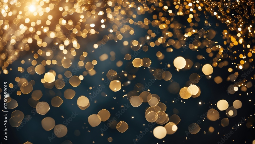 Poster elegant gold bokeh lights shimmering against a dark background creating a luxurious abstract effect 