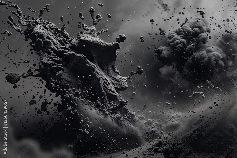Poster charcoal soot explosion abstract texture featuring splash and dust elements