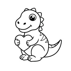 Cute Cartoon Long-Neck Dinosaur Outline – Adorable Kawaii Brontosaurus Clipart