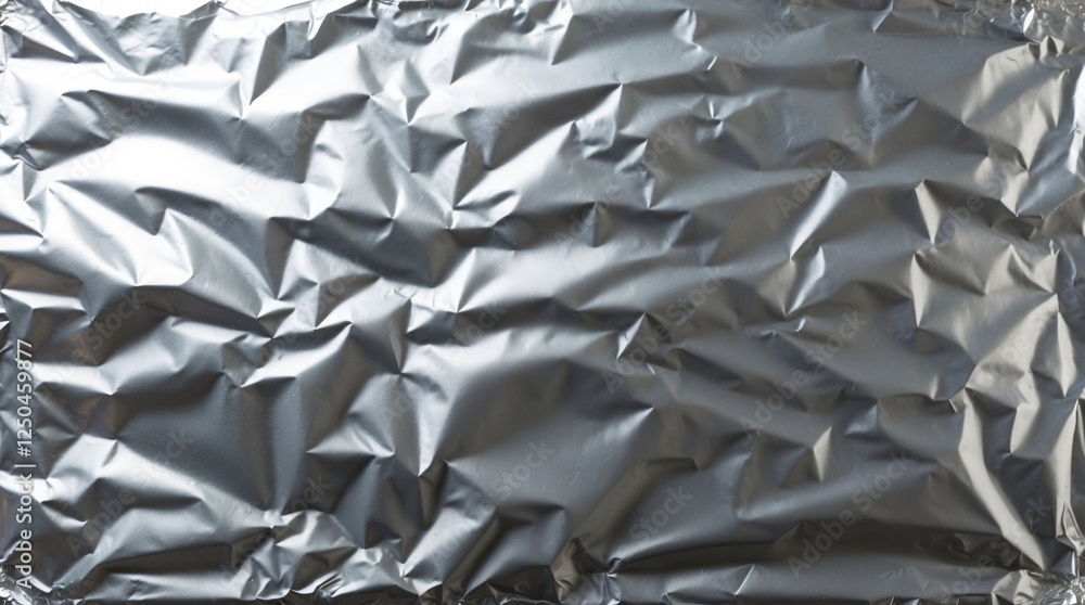 Poster crumpled aluminum foil texture background with shiny metallic surface for creative projects and desi