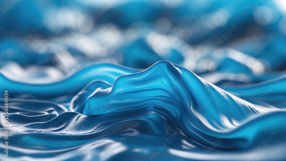 Poster close-up of textured blue rubber waves with a soft blurred background creating an abstract artistic 