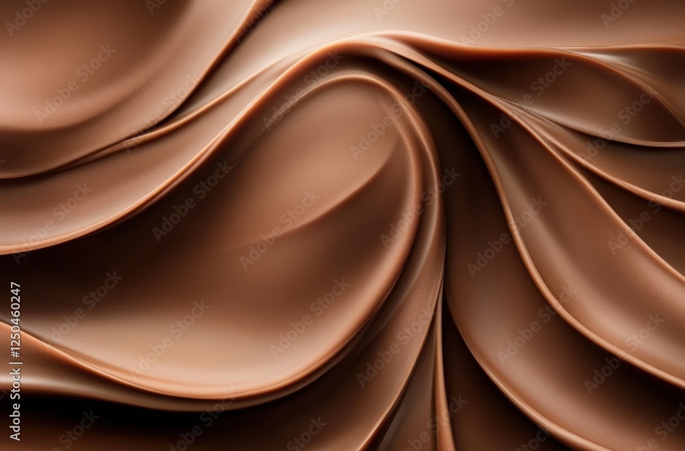 Poster close-up of smooth chocolate waves displaying rich texture and flowing shapes perfect for culinary, 