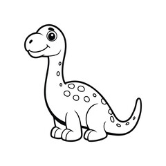 Cute Cartoon Long-Neck Dinosaur Outline – Adorable Kawaii Brontosaurus Clipart